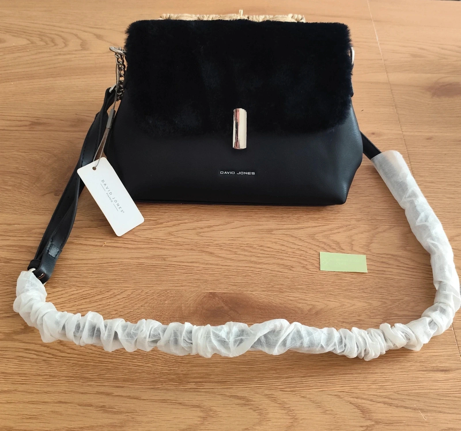 Bolsa transversal preta de couro sintético e pele sintética NOVA com etiqueta - David Jones – photo 6